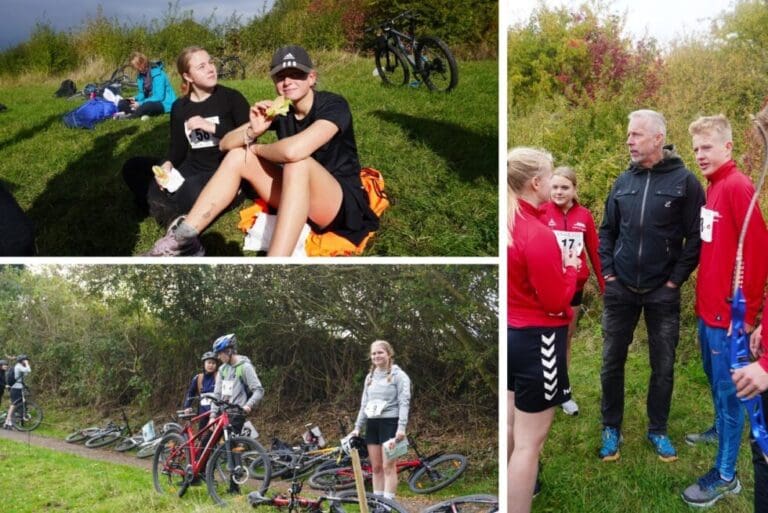 Billedcollage med elever fra Adventure Efterskolen til x-race