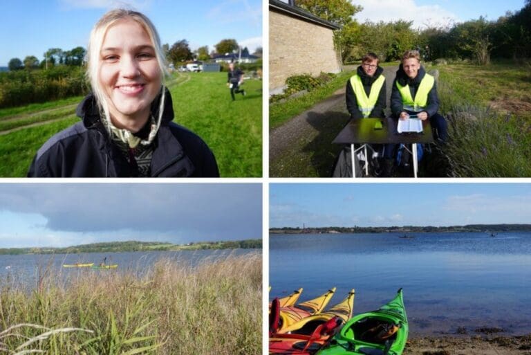 Billedcollage af elever til lands og vands ved Adventure Efterskolen